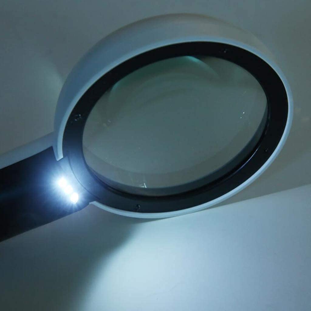 MRKU Lupa Lupa de Mano con luz LED Lupa de Alta definición de 30 aumentos Aplicable a Libros, periódicos, mapas, Monedas, Pasatiempos y Manualidades