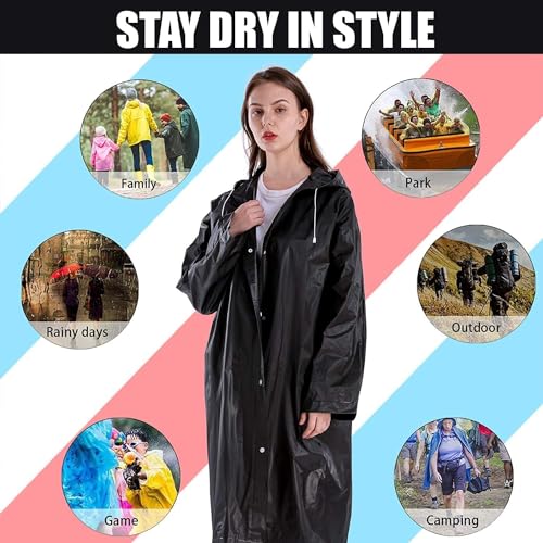 Image of Waterproof Rain Coat Hooded Universal Outdoor Water Resistant Portable Suit for Men Women Boys & Girls (all Family raincoat)
