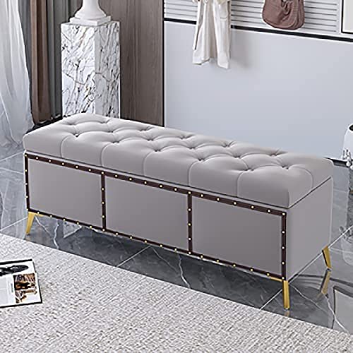 AISNXOQI Banco Otomano De Almacenamiento De Terciopelo,Banco De Almacenamiento Premium Banco De Dormitorio,Cómodo Banco Tapizado con Almacenamiento,Gris,120X40X45Cm(47X16X18pulgadas)