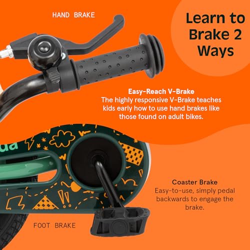 Image of Retrospec Koda Plus Kids Bike for Boys & Girls Ages 2-3 Years - 12 inch Children's Bicycle, Adjustable Seat & Handlebars, Removable Training Wheels, Front Hand Brakes, Rear Coaster Brake & Safety Bell