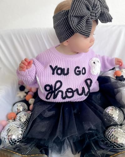 Halloween Baby Clothes Ghost Embroidery Sweater Knitted Pullover Sweatshirt Tops Toddler Fall Halloween Outfits4