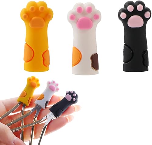 3 piezas de silicona para recortar cutículas, pinzas y tijeras, protector de 3 colores, funda protectora de pata de gato para uñas y uñas de los