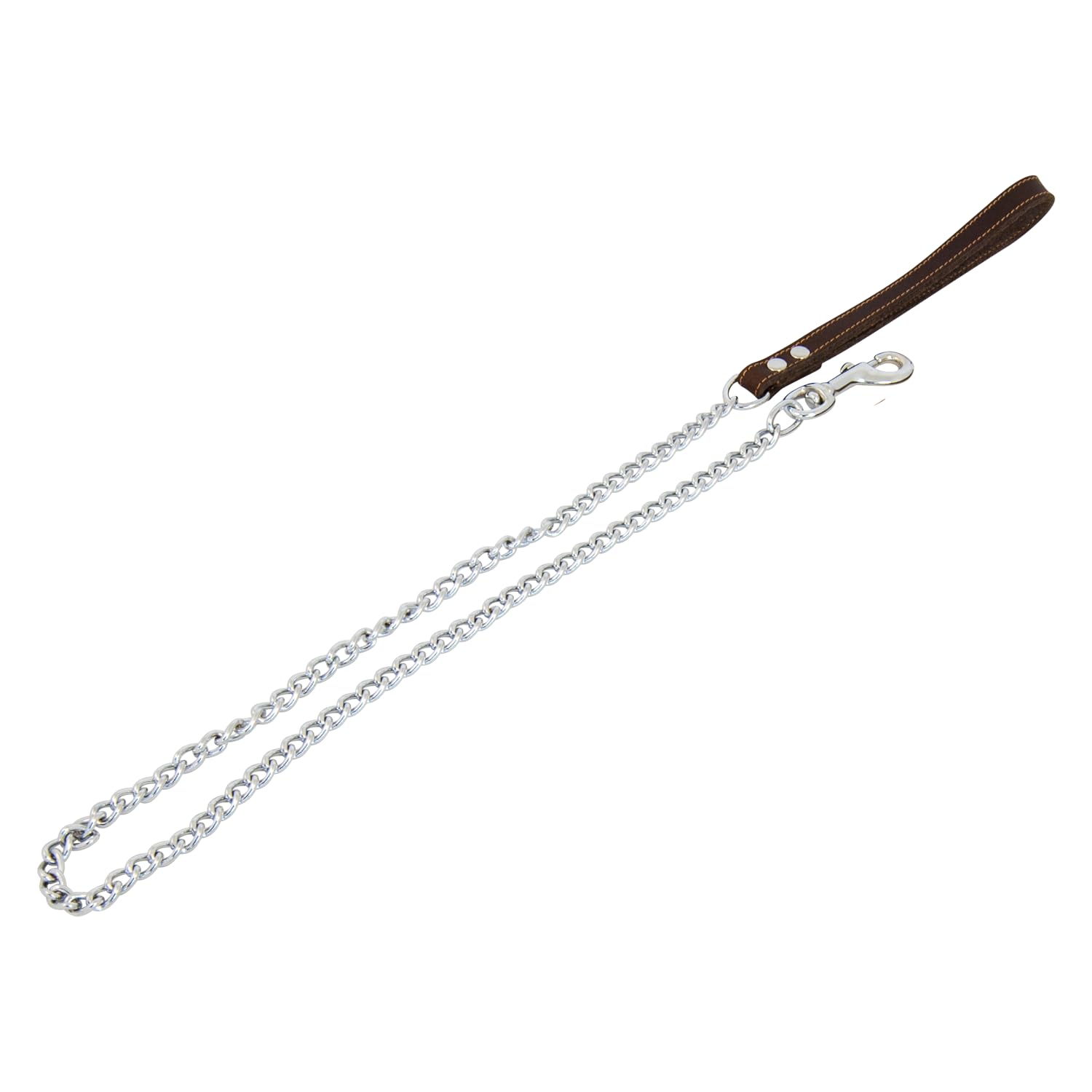 JACK AND VANILLA, Chain Lead for Dogs, Greasy Leather, Brown, Size 16 mm x 110 cm