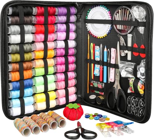 Forypretty Sewing Kit for Adults — 239 Pcs Portable Needle & Thread Set, Oxford Fabric Case, Basic Sewing Repair Kit