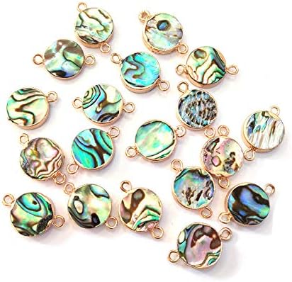 LE SKY 8 Pcs Natural Abalone Connectors Round Shape Shell Pendant Charms for Jewelry Making Necklace DIY Gift - Image 5
