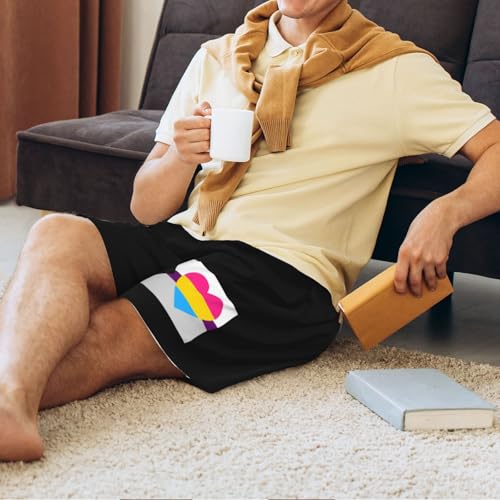 Panromantic Pride Flag Pajama Shorts for Men, Men's Pajama Bottoms, Sleepwear for Summer3