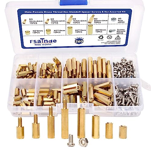 260Pcs M3 Male-Female Brass Thread Hex Standoff Spacer Screws And Nuts Assorted Kit,Threaded Pillar Pcb Motherboard Assortment Kit For Diy Computer Build, Circuit Board #TOP2