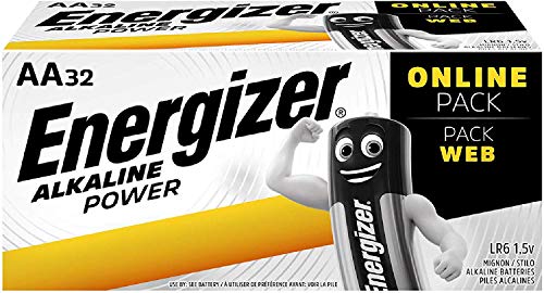  Energizer Piles AA, Alkaline Power, Lot de 32