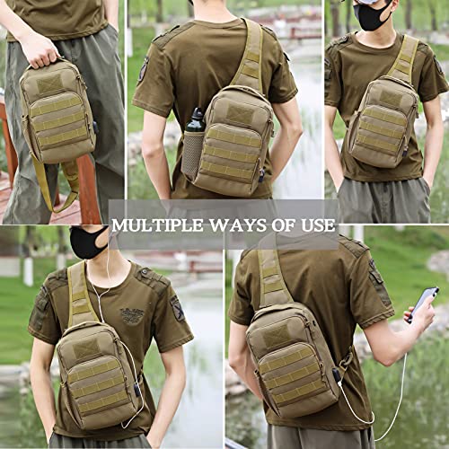 Valinov Tactical Shoulder Bag,Molle Shoulder Backpacks,Military Sling Daypack Backpack With Usb Charging Port (1 Pack Black) #TOP5