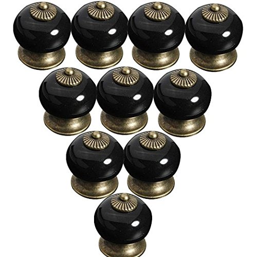 Blu 10PCS Maniglie per cassetti per mobili per Bambini per Bambini Maniglie Decorative per cassetti in Ceramica a Forma Rotonda Maniglie per cassetti Maniglie per armadi creativi con Viti(Nero)