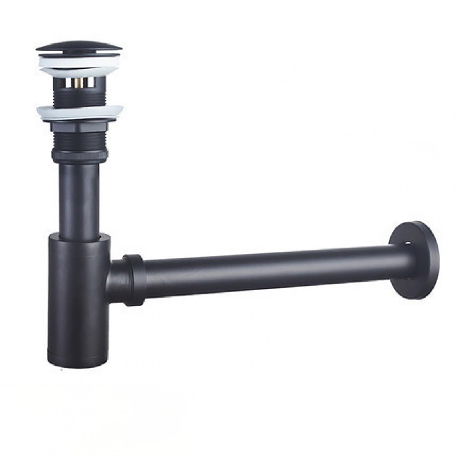 Siphon Waschbecken Mit Überlauf,Pop Up Ablaufventil,Geruchsverschluss,Verstellbares Abflussrohr,Bächlein Siphon Für Die Küchenspüle,Messingmaterial,Schwarz