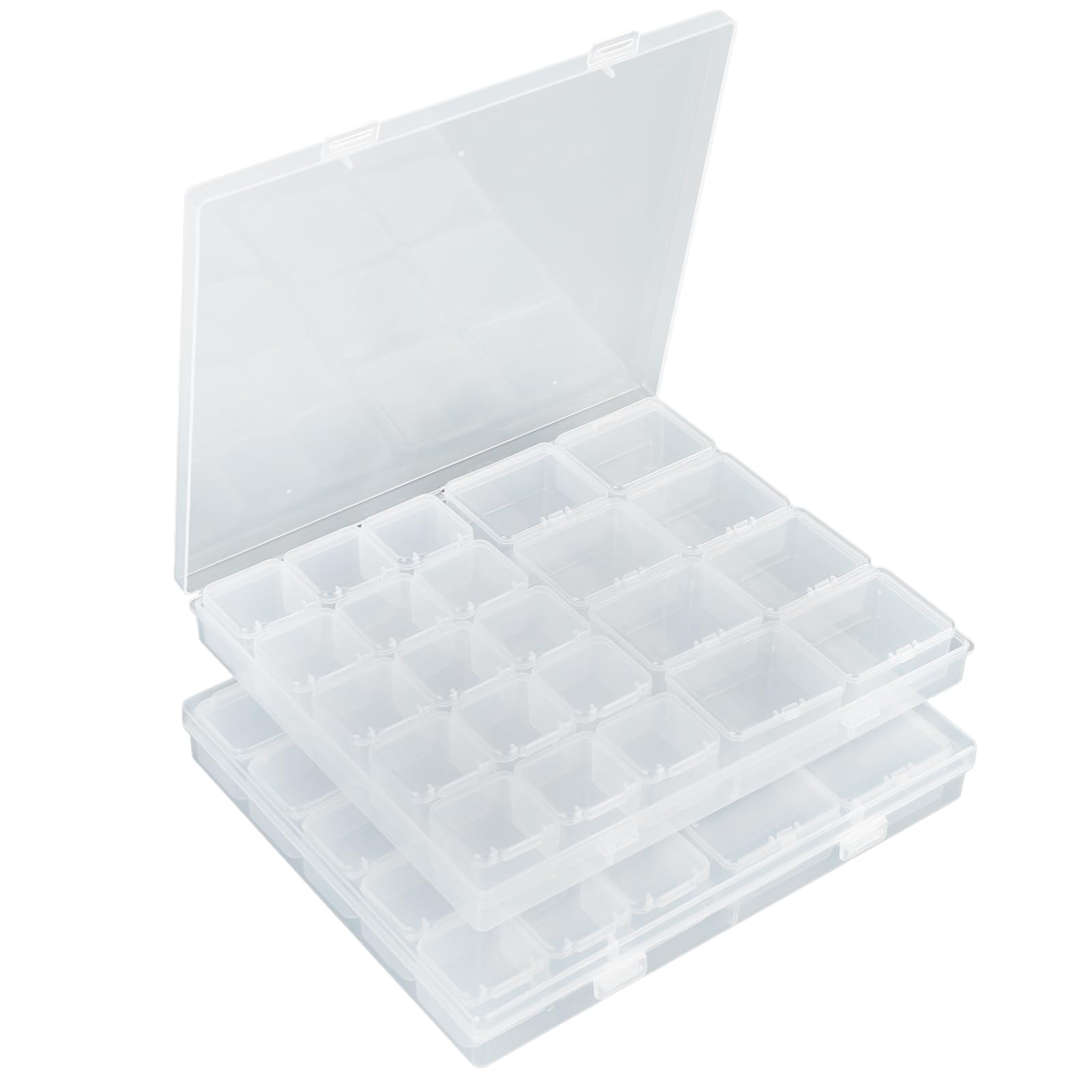 Segbeauty Bead Organizer, 23 Grid Clear Organizing Containers with Lids, 2 Packs Plastic Storage Box Craft Organizers and Storage Portable Jewelry Beading Small Parts Organizer Seed Holder Container