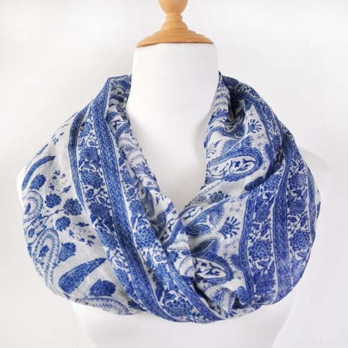 Infinity Scarf for Women Lightweight Colorful Print Silk Scarves and Wraps for Spring Shawl Neck Scarfs4