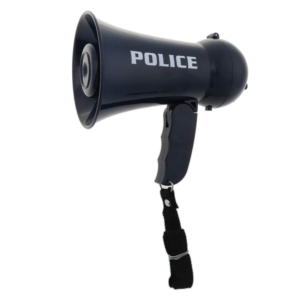 Pretend Police Officer Toy Megaphone with Siren Sounds for Kids Fancy Dress - Loud, Clear, Folding Handle, Strap, Volume Control