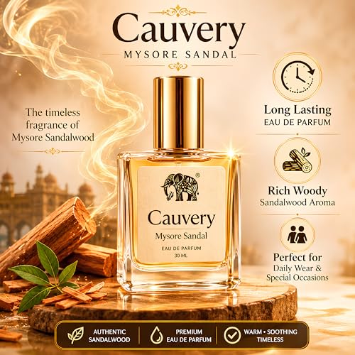 Image of Cauvery Mysore Sandal Oil Perfume 30ml | Long Lasting Sandalwood Fragrance | Perfume for Men & Women | Woody Sandal Scent | Daily Wear & Gifting