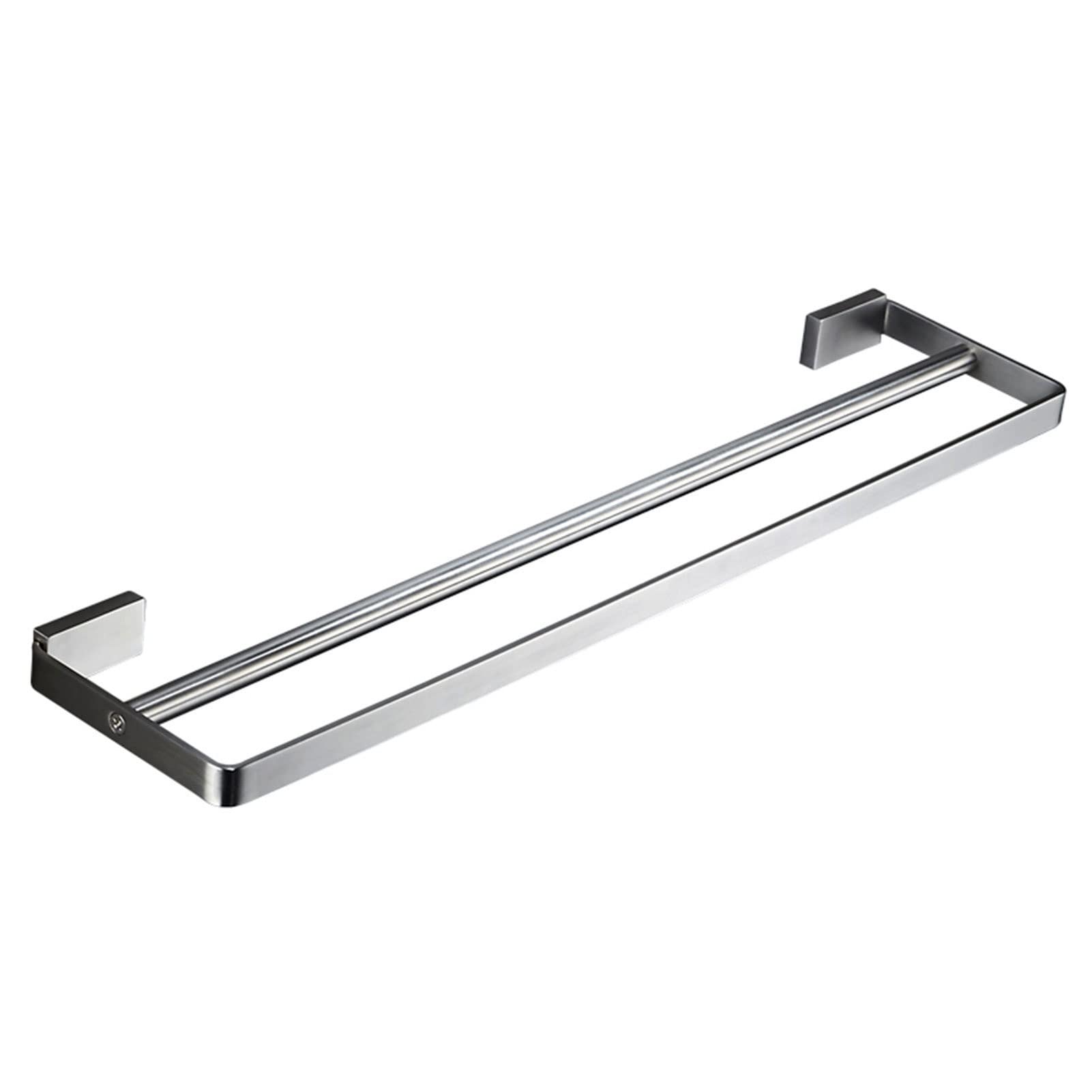 Barre de serviette double en acier inoxydable brossé argent pour salle de bain 60 cm LWX