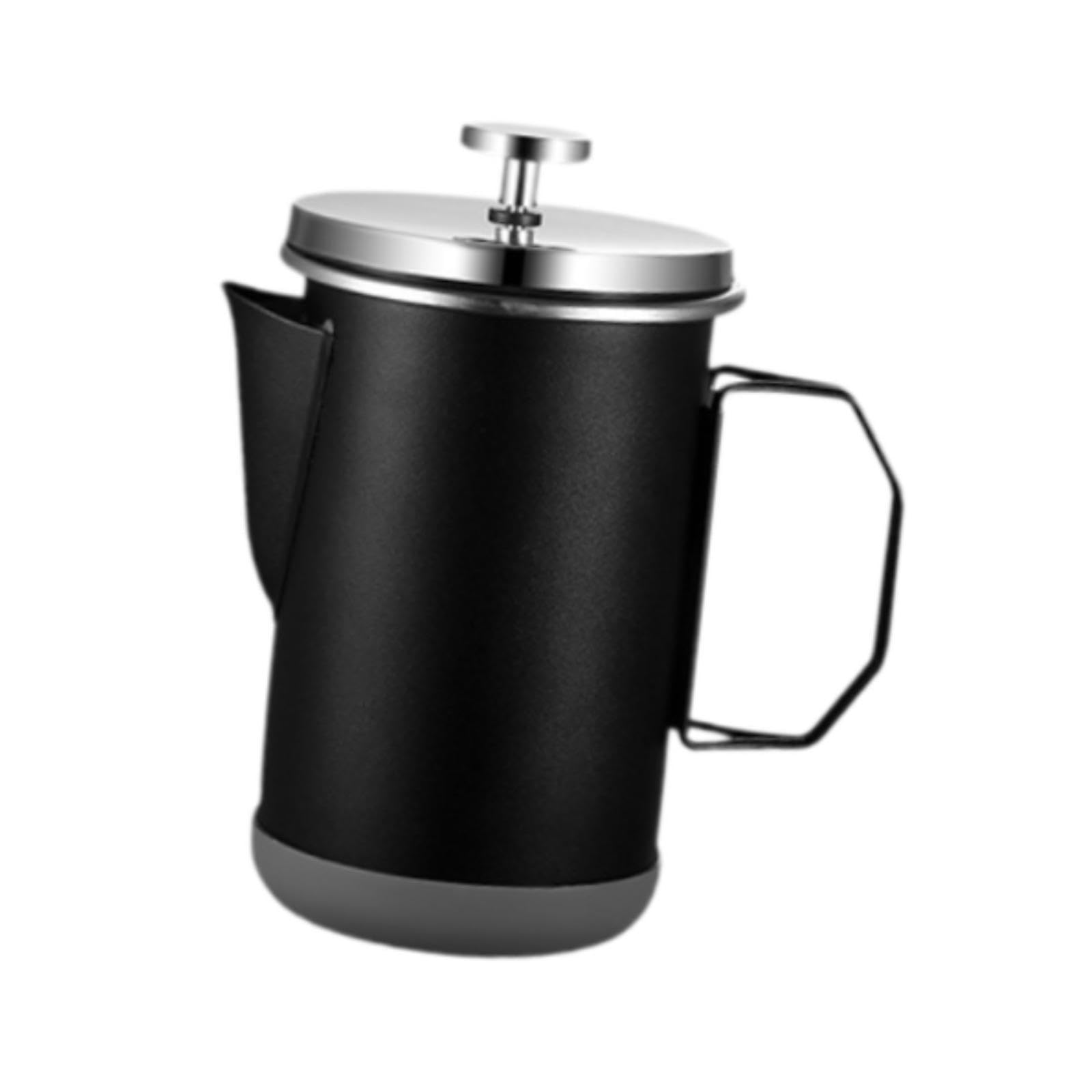 Cafetera de prensado francés, 1 L, resistente al calor, sin posos de café, para café, oficina, hogar, color negro