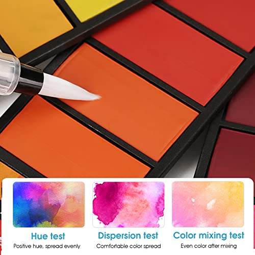 Image of Supvox 42 Colors Foldable Solid Watercolor Paint Set with Water Brush Pen