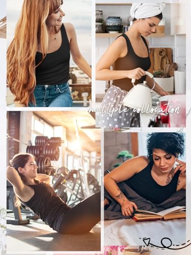 Image of Air Curvey 4 Pack Tank Top for Women Basic Undershirt Tanks Sleeveless Casual Shirts Soft Seamless Layering Tops