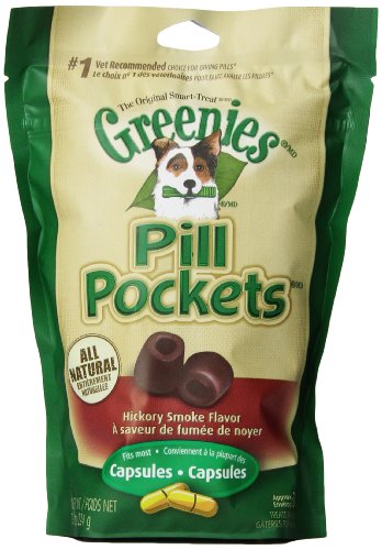 GREENIES PILL POCKETS for Dogs Capsule Size Natural Soft Dog Treats, Hickory Smoke Flavor, 7.9 oz. Pack (30 Treats)