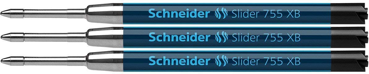 Slider 755 Ballpoint Refill, Permanent XB Black, Blister Pack of 3