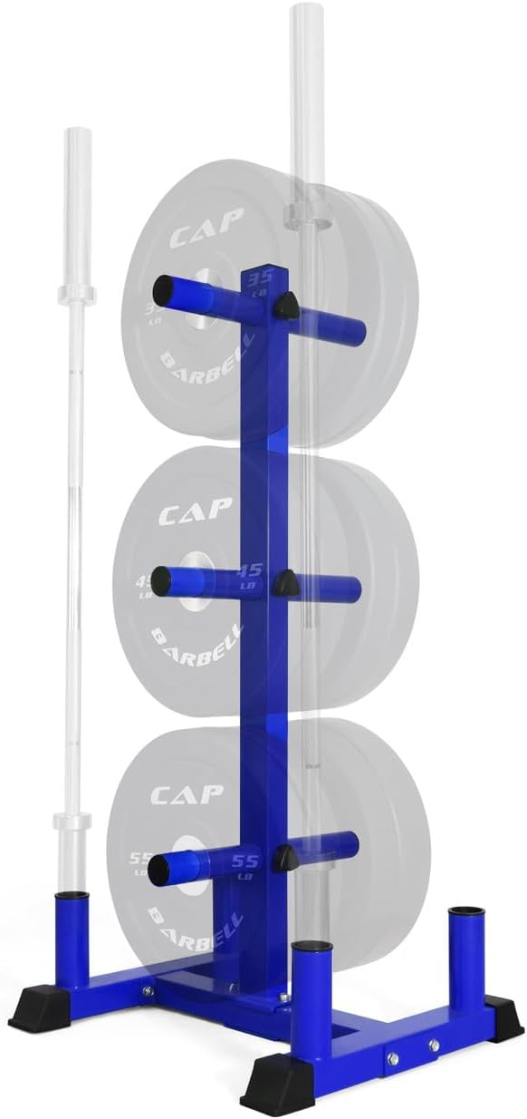 CAPHAUS Olympic Weight Plate Rack for Bumper Plate Storage, w/Barbell Holders and Plate Pegs, Heavy-Duty Olympic Weight Tree for Home Gym, 2 Inch Weight Plate Holder Capable of Holding Up to 800LB