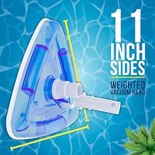 U.S. Pool Supply Weighted Transparent Triangular Pool Vacuum Head with Swivel Hose Connection and EZ Clip Handle - Connect 1-1/4" or 1-1/2" Hose - Removes Debris, Clean Corners - Safe for Vinyl Pools