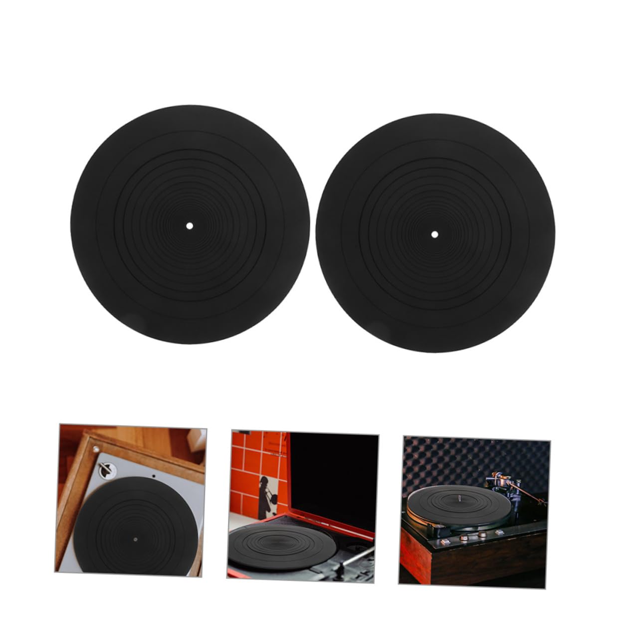 Abaodam 2 Tappetini in Silicone Nero per Giradischi, Antistatici, Proteggono i Dischi in Vinile, Sostituzione per Lettore Vinile, 2 Pezzi