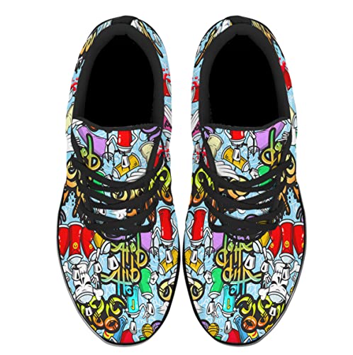 Sonzj-II Graffiti Shoes,Unisex Adult Cool Urban Funky Street Art Running Sneakers,Trippy Psychedelic Tennis Shoes2