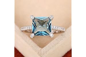 Htayekog Blue Zircon Ring: A Shimmering Square Symphony