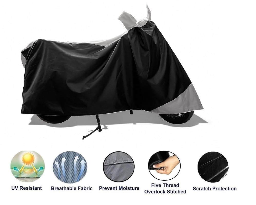 Image of Special Two Wheeler Vehicle - Cover for 2025 Hero Xpulse 200 4V Pro Bike Cover | Waterproof and Dust Proof Premium 190T Fabric with Buckle & Mirror Pockets (Gray Stripe)