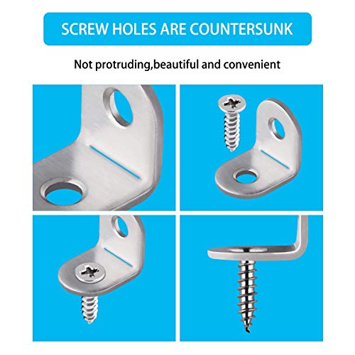 20 Pieces Stainless Stee L Bracket (0.78 x 0.78 inch,20 x 20 mm) Corner Braces Joint Right Angle Bracket Fastener L Shaped Corner Fastener Joints Support Bracket, 40 Pieces Screws Included