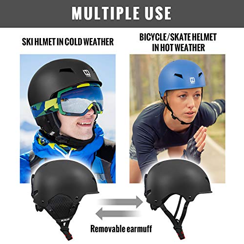 NHH Convertible Ski Snowboard Helmet - Skateboard Bike Multi-Sport Helmet, 2 Sets of Liners for Kids Youth and Adults Sports in Winter Spring Summer and Fall (M, Black) - Thumbnail 5
