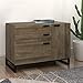 WLIVE 3 Drawer Dresser, Wide Chest of Drawers with 1 Side Door, Wood Storage Cabinet with Sturdy Metal Frame for Bedroom and Living Room, Gray Oak
