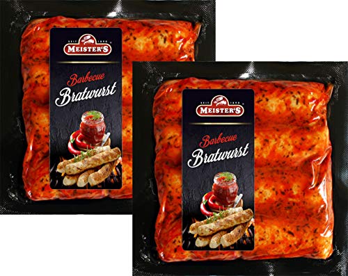 Grillpaket Barbecue Bratwurst mit BBQ Marinade American Grill Geschmack | Wurst zum Grillen mit würziger Grillmarinande (2x200g)