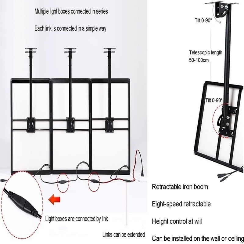 Pannello luminoso per menu retroilluminato a LED, cartello pubblicitario per esterni a LED, pannello luminoso per display con asta telescopica, pannello luminoso a LED con cornice a scatto ultrasott
