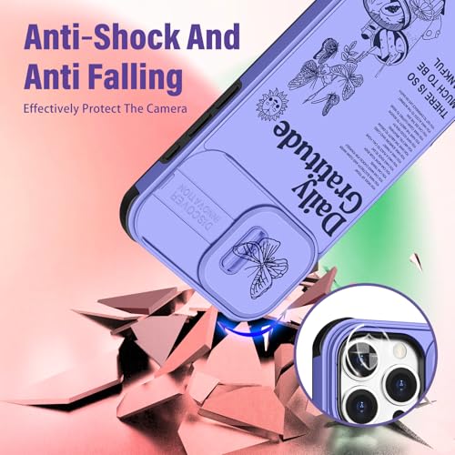 Image of Funermei for iPhone 16 Pro Max Case - Women Girls Cute Phone Cover Girly Pretty Aesthetic Quotes Unique Design with Camera Cover Funda for Apple for iPhone 16 Pro Max Purple Butterfly