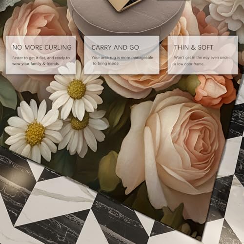 Tapis de cuisine sous la table lavable et esthétique rose