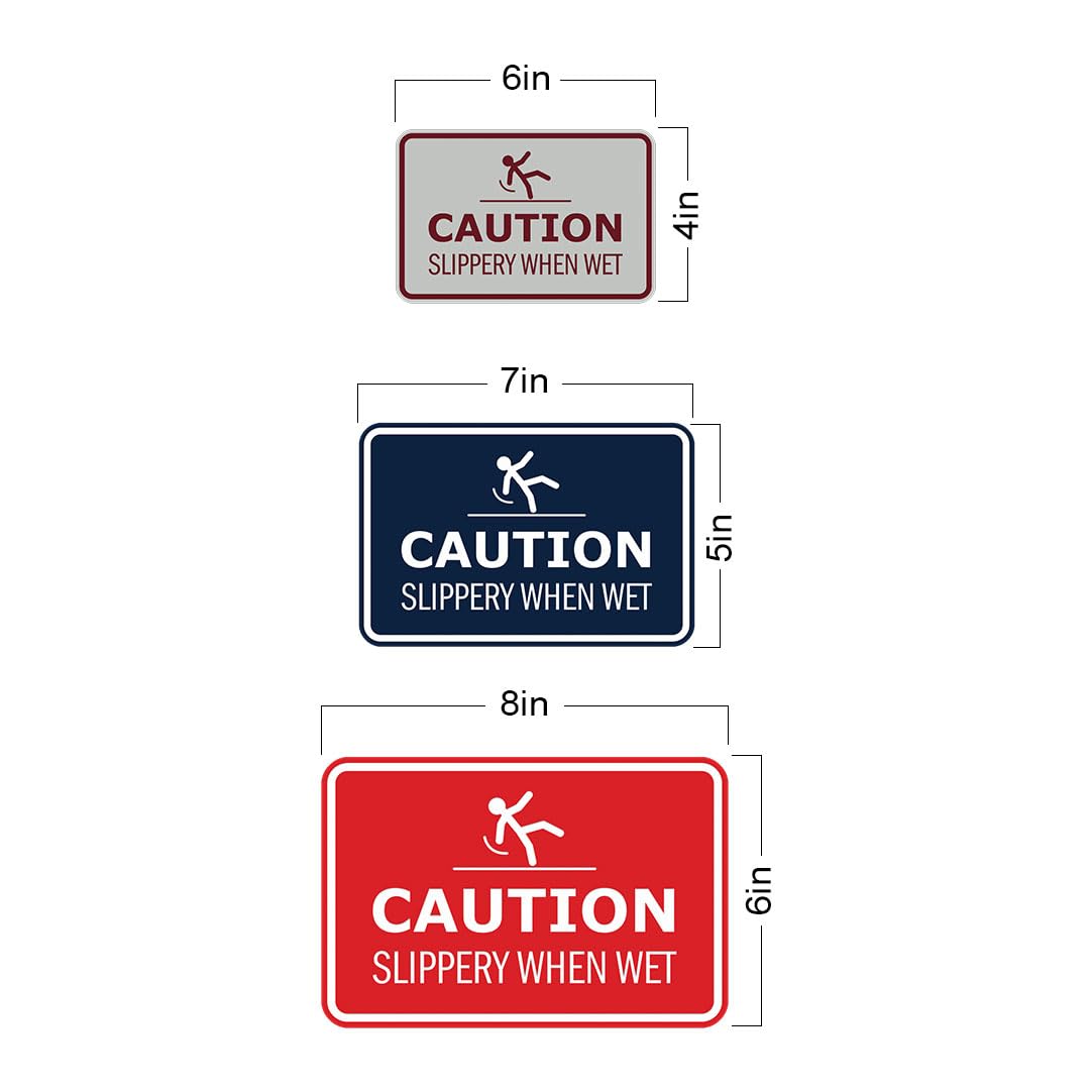 Signs ByLITA Señal de advertencia enmarcada clásica con texto en inglés "Precaution: Slippery When Wet Door or Wall Sign" de fácil instalación, salud y seguridad, construcción y advertencia (azul) -
