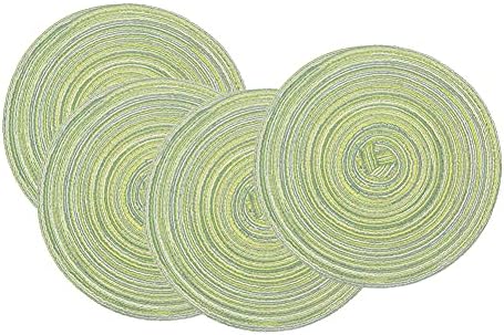 SCF2017 Set of 4 Round Woven Cotton Yarn Placemats 18cm Small Table Mats Coasters(Orange)