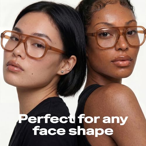 Image of livho Retro Aviator Blue Light Blocking Glasses for Women Men with Soft Case, Trendy Rectangle Computer Eyeglasses