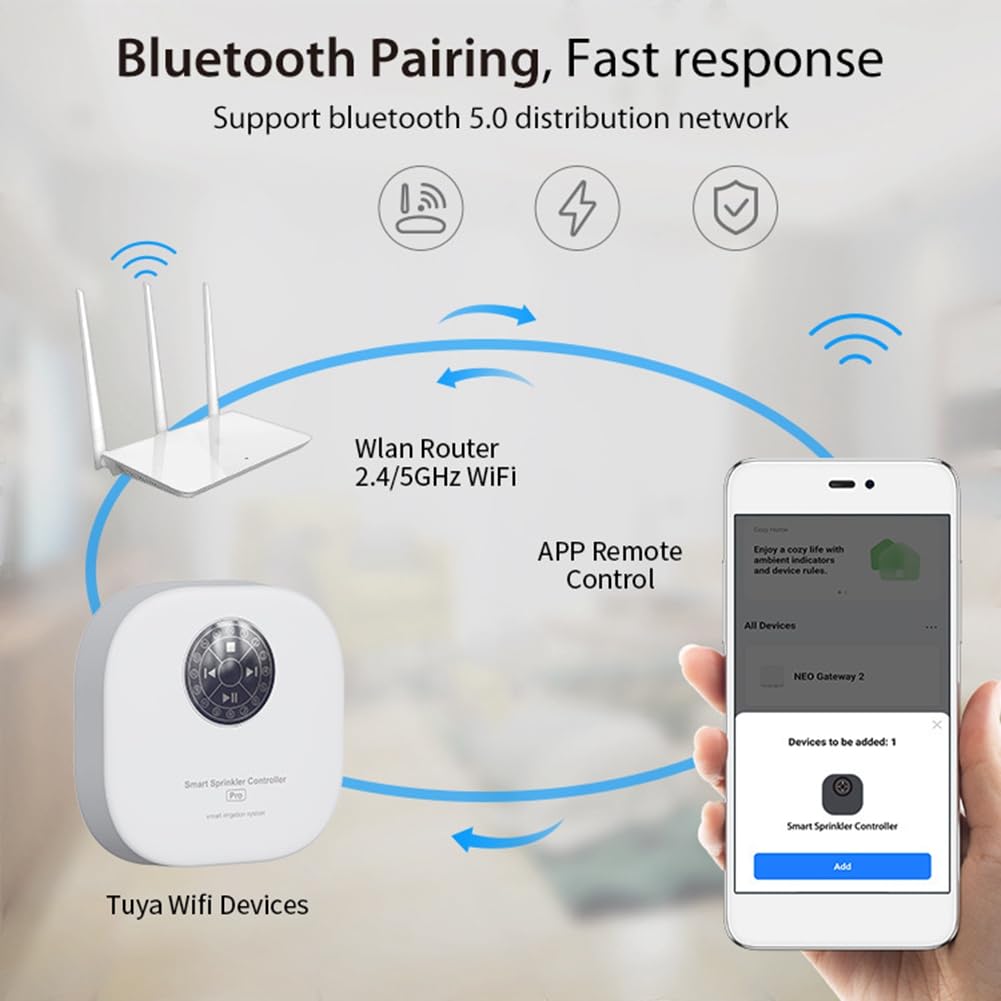 Controlador de Riego Inteligente Wifi Tuya, Controlador de Válvula de Agua, de Riego por Automático, Control Remoto por APP.