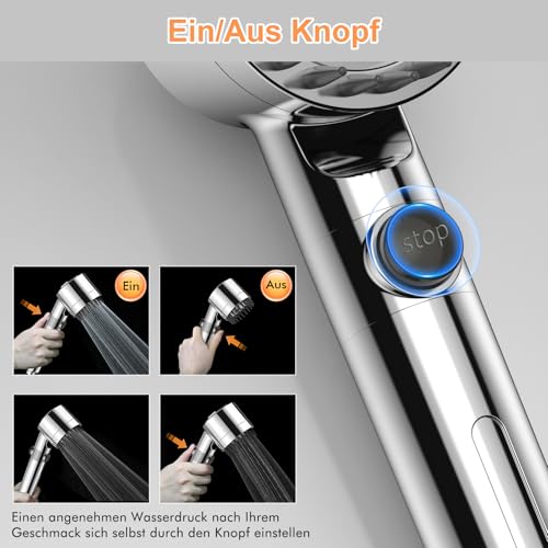 MEKO Alcachofa de Ducha con Filtro de 15 Pasos, Alcachofa Ducha Antical con Manguera de 1.5M, Filtro Ducha 3 +1 Modos de Rociado Cabezal de Ducha de Alta Presión - Plata Cromada - imagen 5