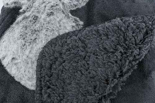 CB Home & Style Kuscheldecke Wohndecke Flanell & Sherpa Landhaus mit Hirsch 150 x 200 cm Decke weich (Anthrazit)