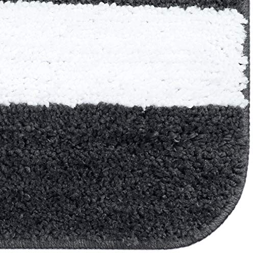 Image of Cazimo Microfiber Rectangle Shaped Anti-Skid Bath Mats | Soft & Super Absorbent Mats for Shower | Washable, Non-Slip & Quick-Drying Mats, 40x58 CM | Pack of 2 (Grey & White)
