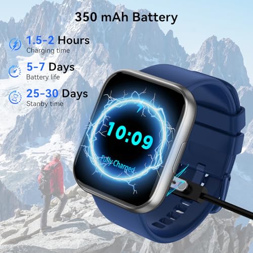 Image of Smart Watch for Men - 1.85 inch HD 2026 Upgraded Fitness Tracker Bluetooth Call and Text Smartwatch with 7 Day Battery 5 ATM Waterproof Heart Rate Sleep Monitor 130+ Sport Modes for Android & iOS (Blue)
