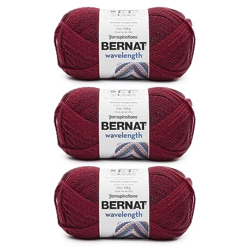 Image of Bernat Wavelength Yarn for Crocheting & Knitting, Ruby, 3-Pack | #5 Bulky Yarn, 100% Acrylic, Soft Gradient Crochet Yarn for Hats, Scarves, Blankets & Crafts, 223yds, 140g /5oz per skein