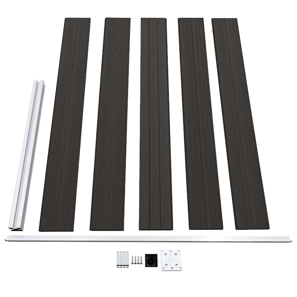 Zaunelement WPC 175x105 cm Schwarz als Gartenabgrenzung für Privatsphäre und Sicherheit, langlebiger Holz-Kunststoff-Verbundwerkstoff mit Holzmaserung und regulärem Aufdruck,