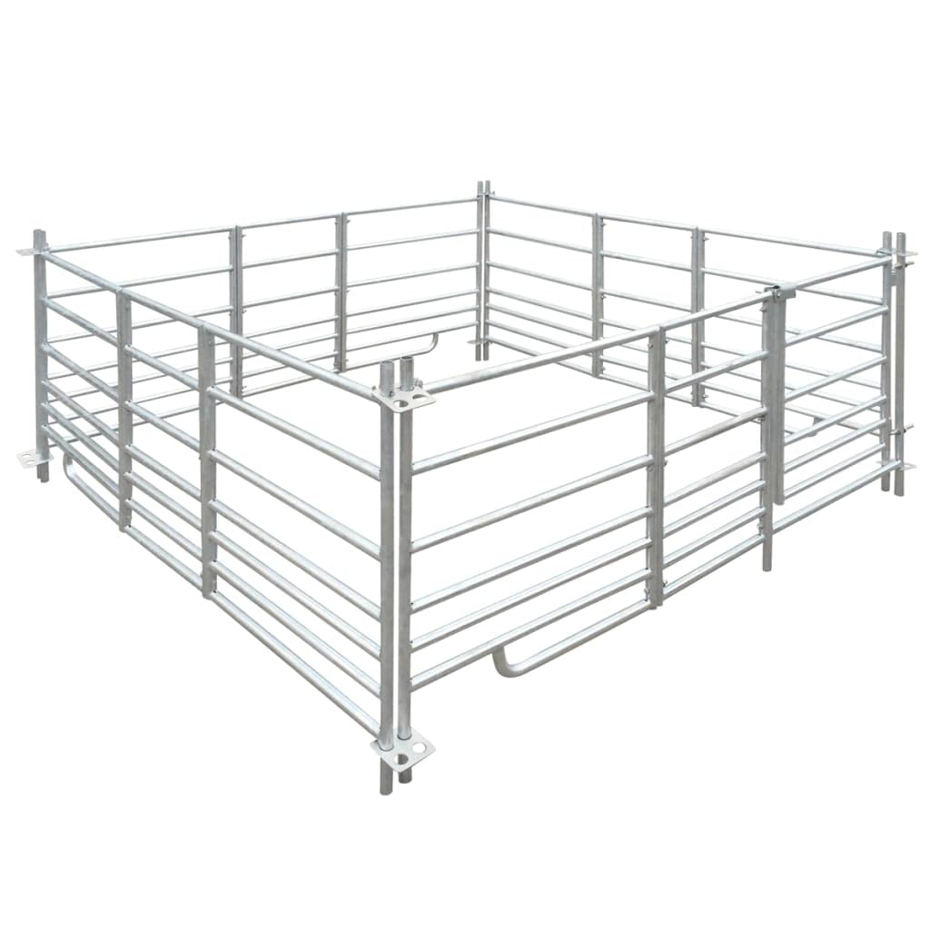 Recinzione a 4 lati in acciaio zincato, 183 x 183 x 92 cm, con porta e serratura per stalla, pascolo, cortile, allevamento, trasporto e posizione sicura