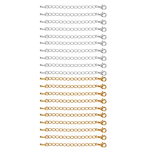 Preisvergleich Produktbild 10 / 20stk Verlängerungskette Sicherheitskette Kettenverlängerung diy - Gold+ Weiß 20pcs 70mm